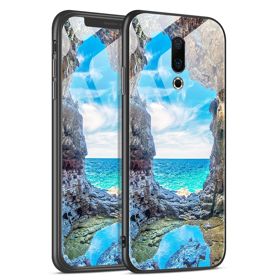 H115 Для Meizu M882Q M892Q M872Q чехол для телефона Meizu M6T звездный узор закаленное стекло Жесткий чехол для Meizu 16Plus 16S 16X TPU оболочка - Цвет: H115