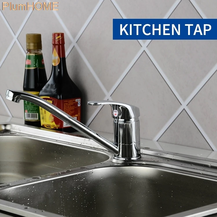 

Kitchen Tap Long Neck Hole Faucet Single Lever Tap Copper Chrome Spout Tap NEW Hot And Cold Water Indicator