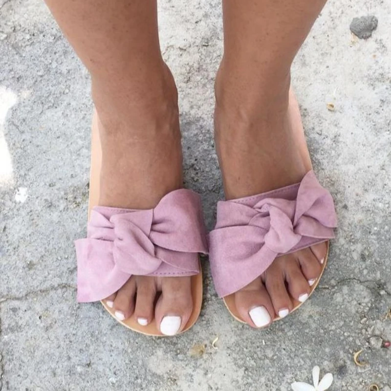 

2021 Summer Girl's New Fashion Bow Slippers Wear Fairy Style on The Beach, One Word Cool Mop, Soft Sole, Comfortable 5KE204