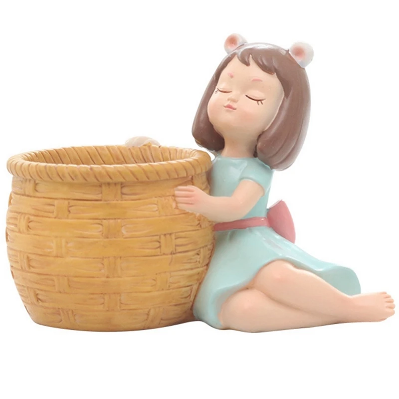 

4Pcs Girls Flowerpot Resin Succulent Planter Desk Mini Plant Pot Ornament (4Pcs Idyllic Girls)