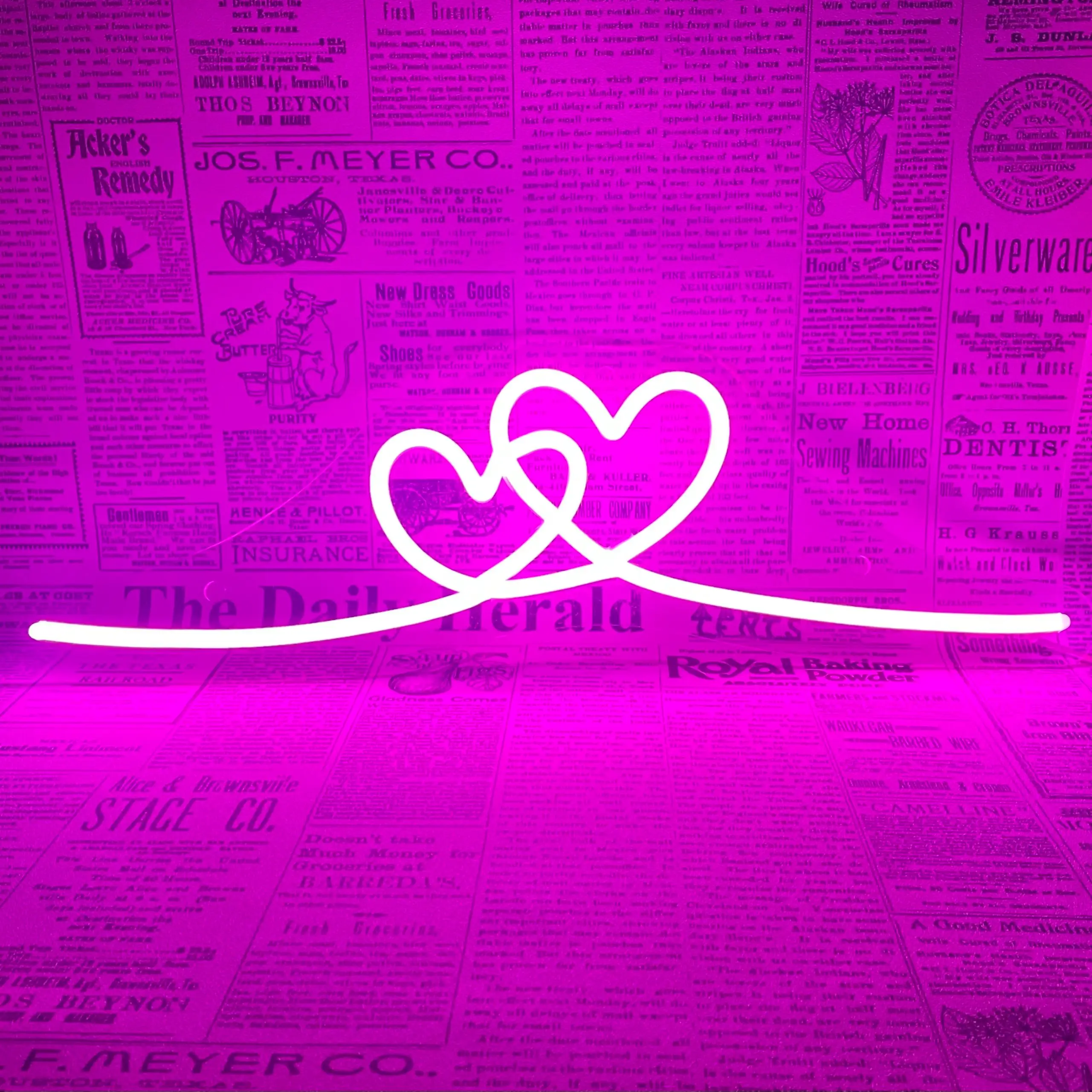 Double Heart Handmade Custom LED Neon Sign Wedding Light Sign Neon LED Sign Neon Lights Neon Sign Bedroom Girl LED Neon