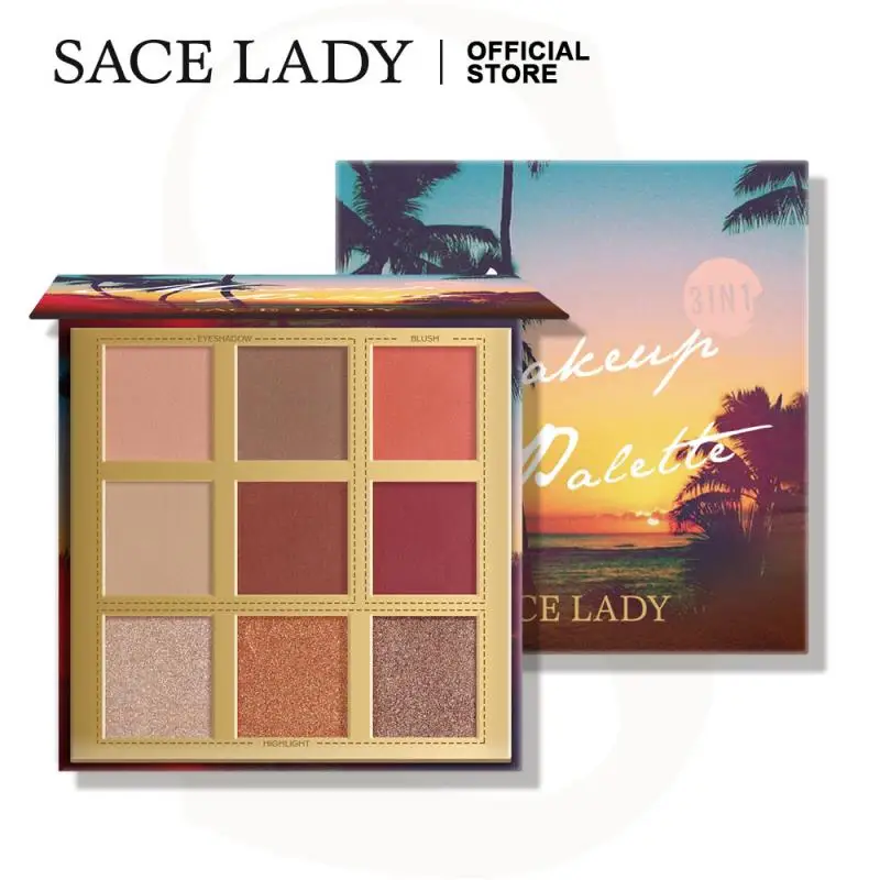 SACE LADY 9 Цвет пляжные палитра теней для век High Gloss тени Румяна матовое стекло с