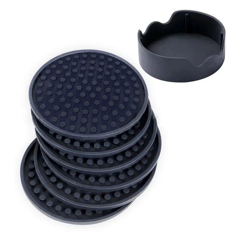 Черные силиконовые Подставки 6 шт./компл. Круглые термостойкие подставки с