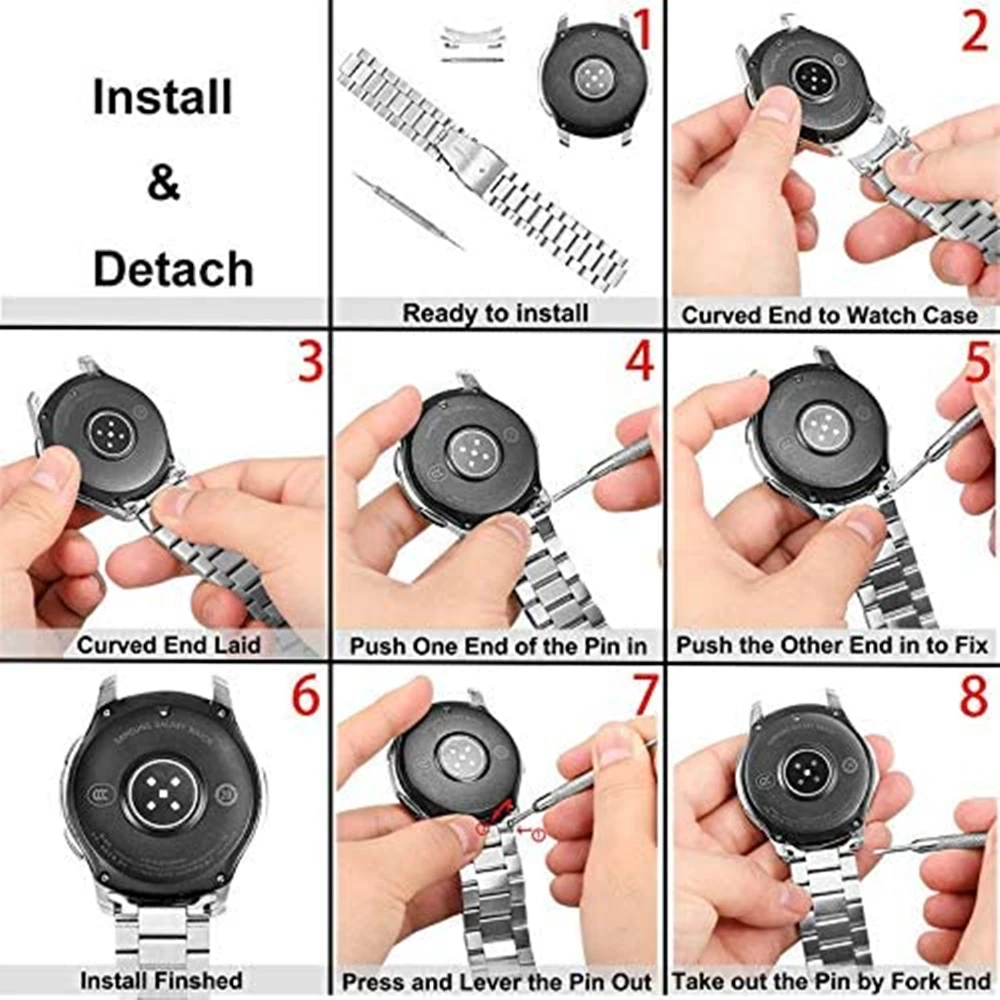 

Galaxy Watch 46mm No Gaps Design Band for Samsung Gear S3 Frontier Strap Stainless Steel Business Gear S3 Classic Wrist Bracelet