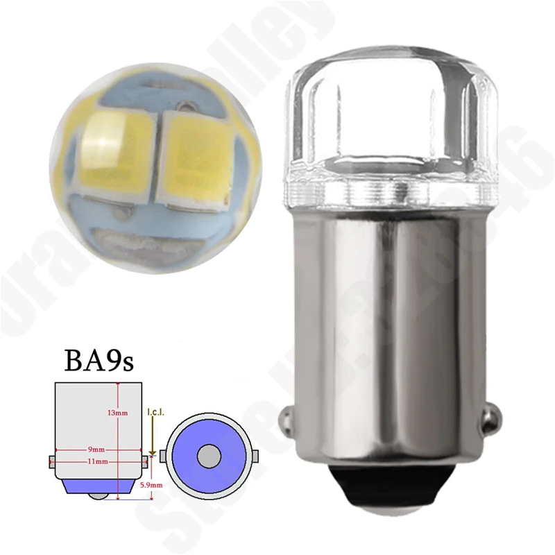 10 шт. T4W BA9S LED лампочка 12V H6W для задней карты автомобиля светильник 2835 SMD Белый автомобильный парковочный фонарь 6000K включен.