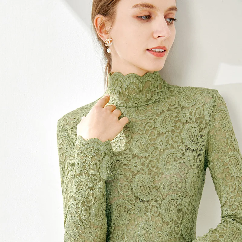 Кружевная женская нижняя рубашка с воротником хомут новинка для весны и осени