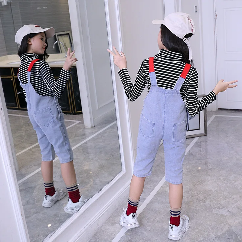 Комбинезоны для девочек-подростков комбинезон сезон лето-весна-осень джинсовые