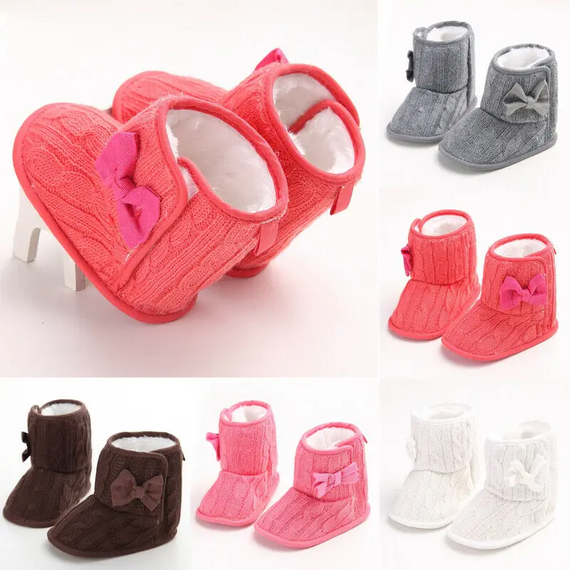Newborn Baby Toddler Boys Girls Knitted Anti-Slip Boots Warm Slippers Crib Shoes 0-18M winter warm soft sole shoes boots | Мать и ребенок
