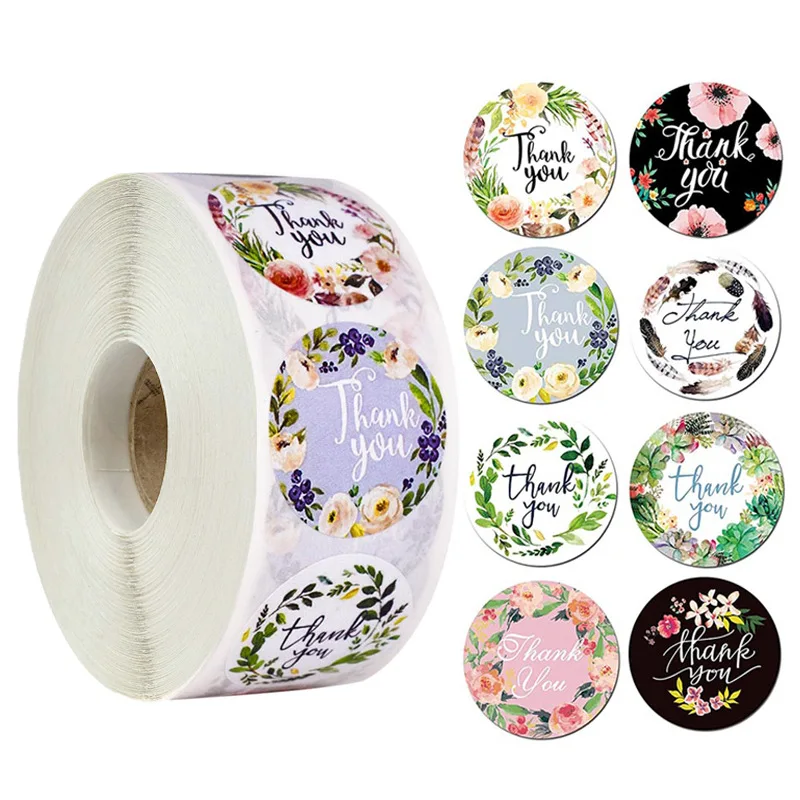

500pcs/roll Thank You Sticker Seal Labels Scrapbook Handmade Sticker Birthday Party Stationery Hand Made Decor for Envelope Gift