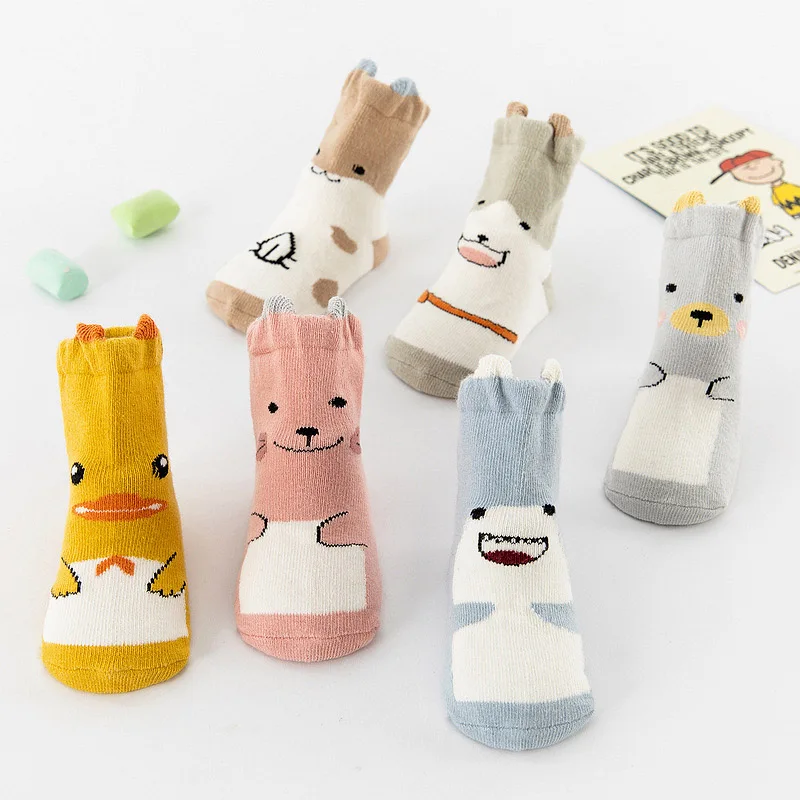 

Cotton Socks For Toddler Fashion Baby Girls Boys Cute Cartoon Animal Thick Warm Socks Kids Anti-Slip Socks 0-3Y