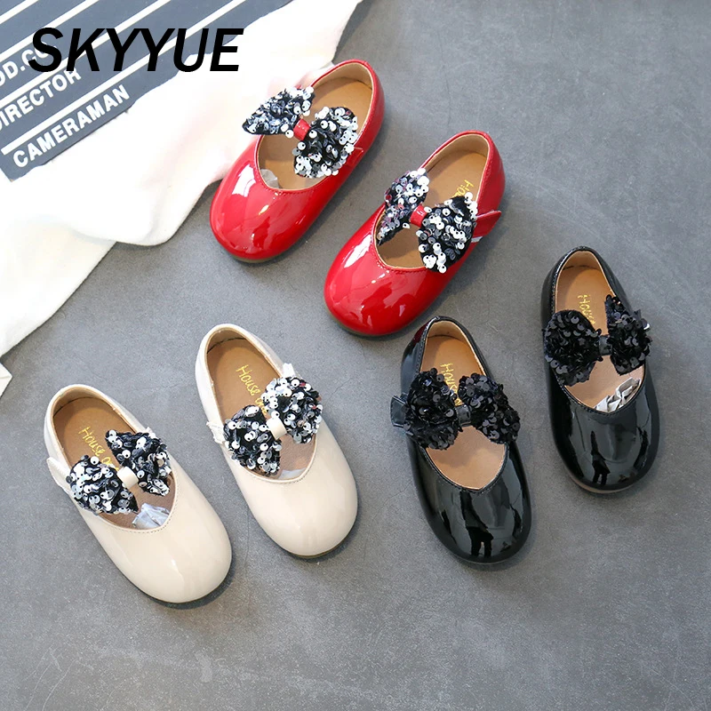 Весенняя обувь принцессы с бантом для малышей модельные туфли из искусственной