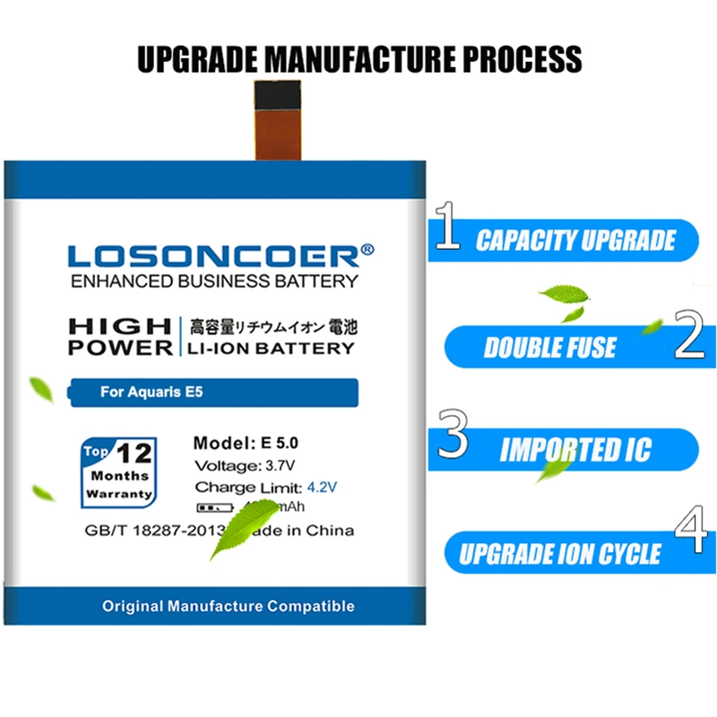 LOSONCOER 4900mAh E 5 0 батарея для BQ Aquaris E5 FHD HD литий-ионный полимерный аккумулятор +