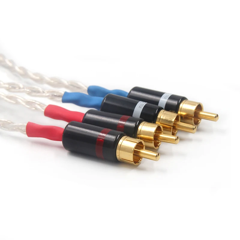 8AG одиночный серебристый аудиокабель Hifi RCA соединительный кабель с позолоченным