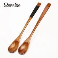 6pcs wooden spoon long handled teaspoon honey coffee tea spoon small wood stirring mixing spoon set tea coffee stirrer tableware