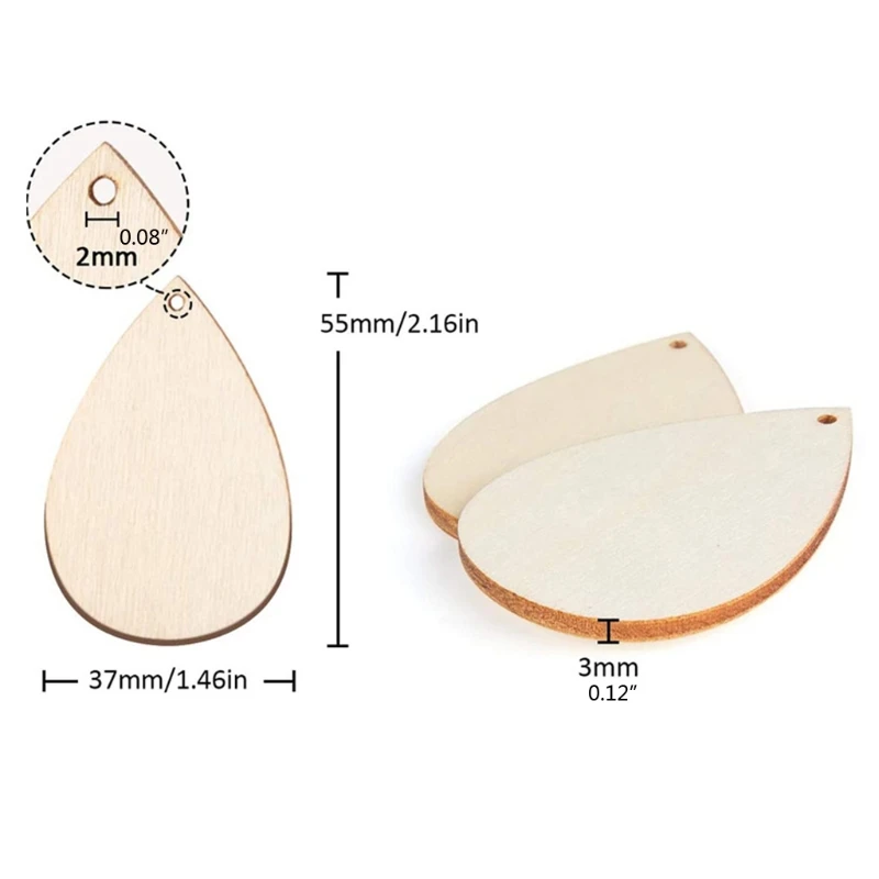 

Large Pack Handmade Unfinished Wooden Earrings Teardrop Round Painting Blank Pendant Earring Making Jewelry Supplies Kit