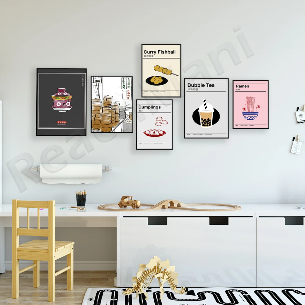 Постеры с китайской чайной чашкой сделанные в Гонконге Дим СУМ пельмени