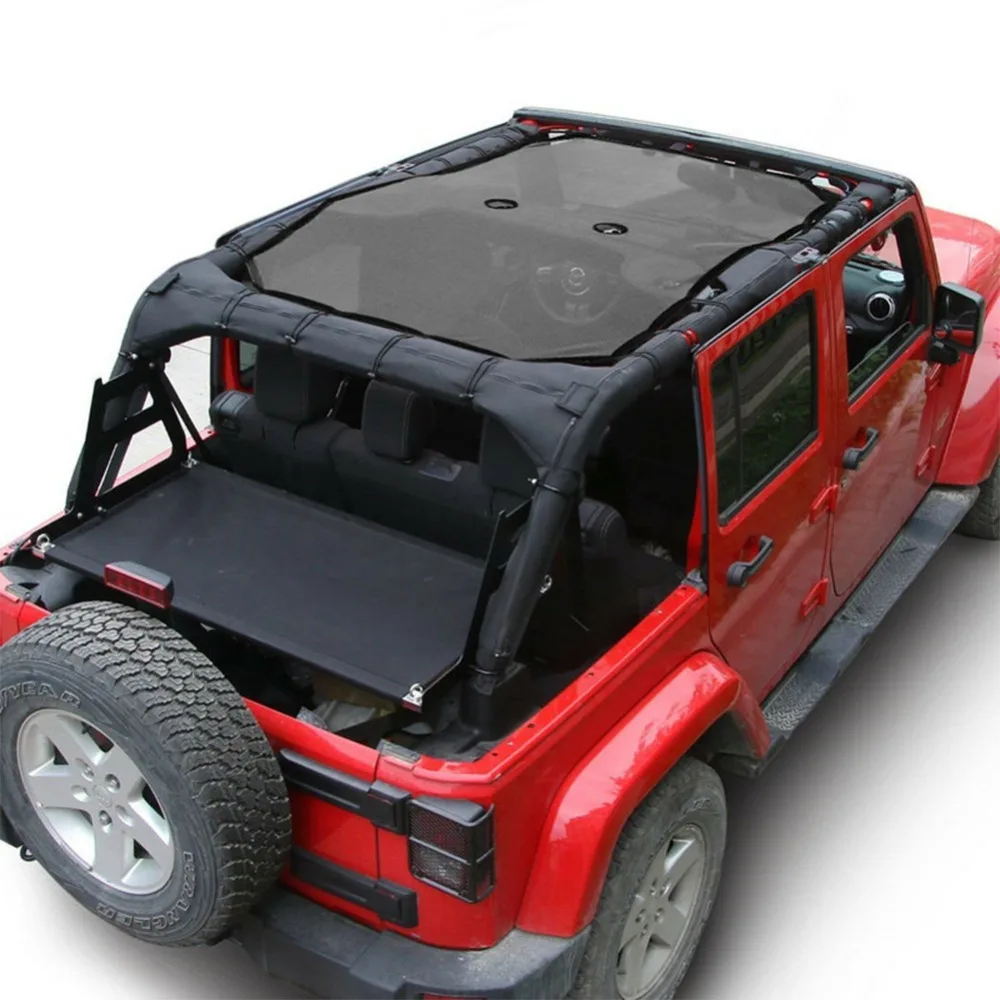 Mesh Sunshade Fit for Jeep 2007- Jeep Wrangler JK JKU Jeep JK Front Shade Plain Protection Heat Shield Windshield Visor