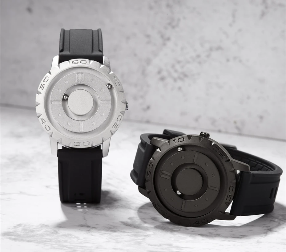 

Original Brand New Magnetic Pointer Free Concept Quartz Watch Men's Watch Fashion Rubber Strap