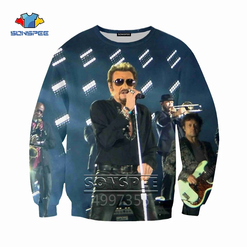 SONSPEE Johnny Hallyday Harajuku/Детские толстовки с 3D принтом детская одежда для мальчиков и девочек-подростков Топы, пуловер с длинными рукавами SW125