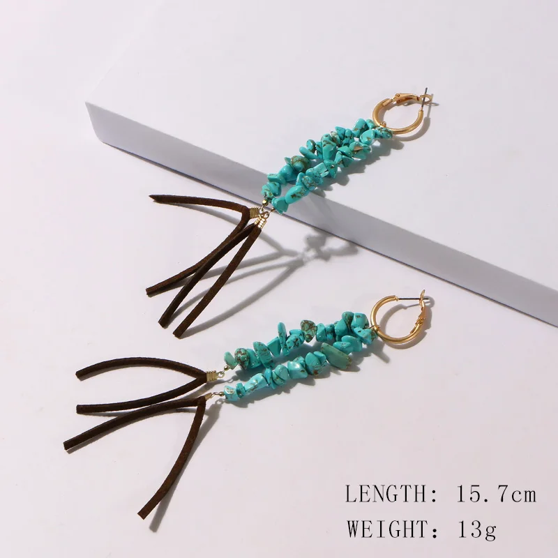 Коми синий натуральный камень бирюзовые серьги для женщин девушки кисточкой