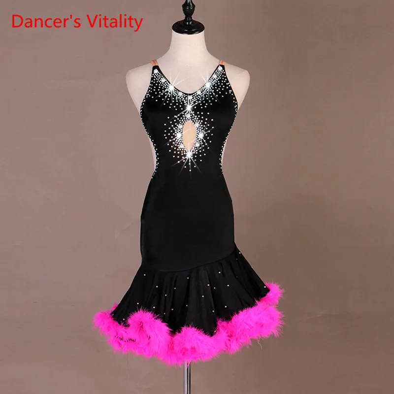 White Feather Latin Dance Dress For Women Of High Class Custom-Made Brilliant Rhinestones Stage Ballroom Costumes | Тематическая