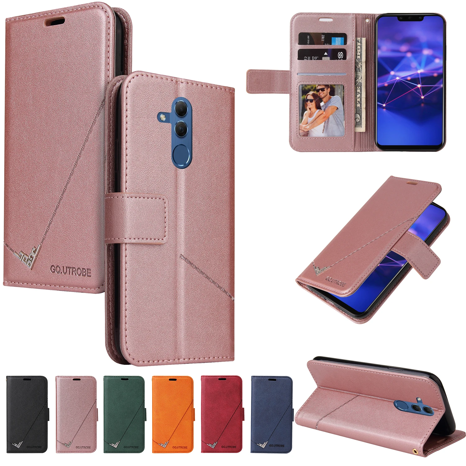 

Huawei Mate 20 Pro 30 Lite 40 Pro Right-angle Leather phone case Magnetic closure