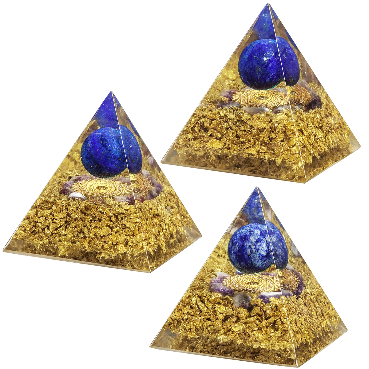 TUMBEELLUWA Crown Chakra Orgone Pyramid Crystal Stone Ball Reiki Balancing Energy Generator for EMF Protection Yoga Meditation