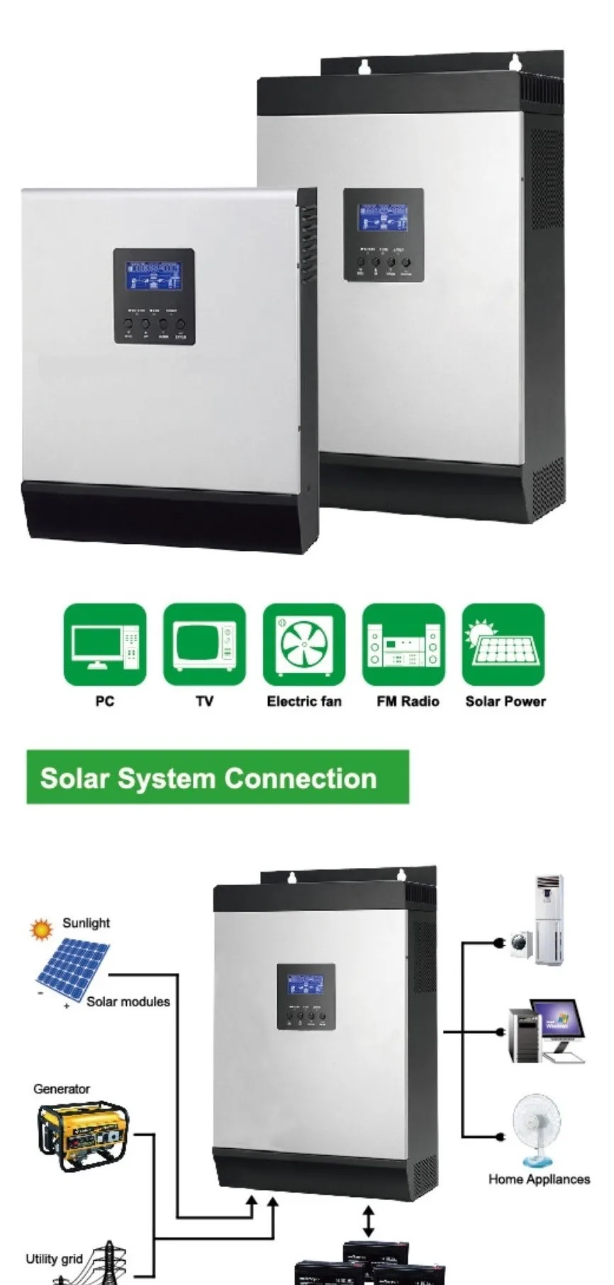 Недорогой автономный инвертор 5 ква с ШИМ-контроллером 50 А 5000 Вт Pv вход
