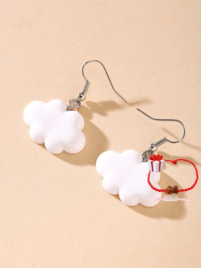 

White Geometry Resin Clouds Earrings for Women Minimalism Statement Fashion Pendants Earrings Funny Minimalist Hanging Jewelry