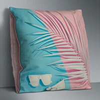 leaf pink double side print cushion cover polyester decorative for sofa seat soft throw pillow case cover 45x45cm