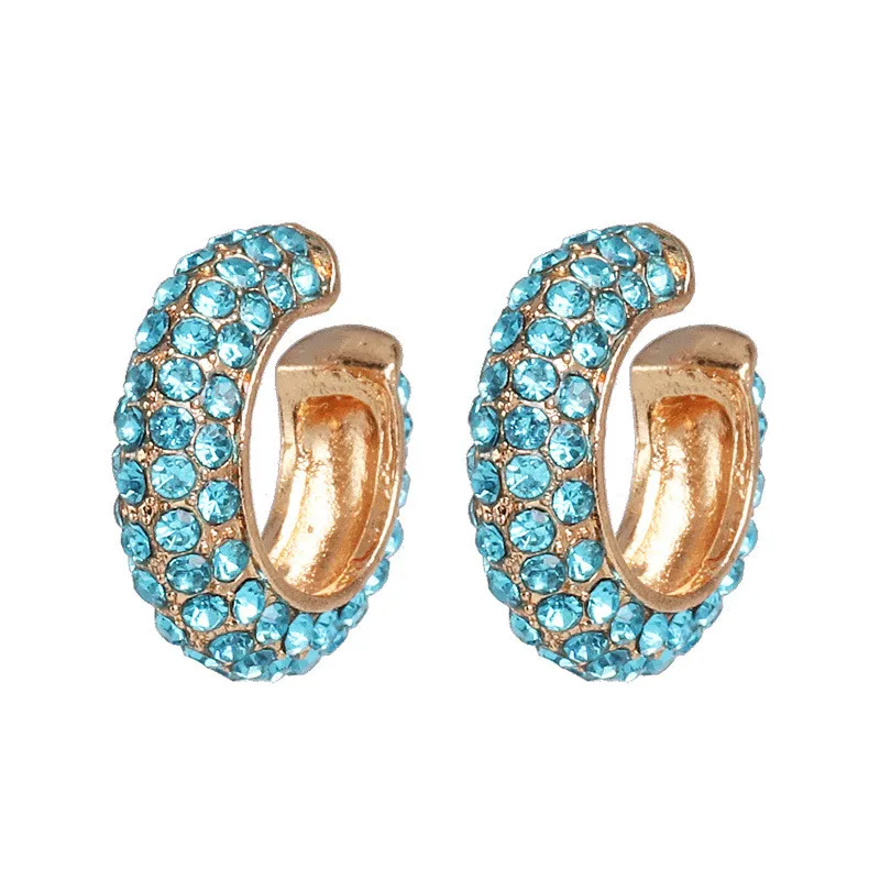 E40216 KOMi Bohemia 12 Colors Style Stud Earrings Rhinestone Crystal Sparkling Alloy Stud Earrings for Women Party Jewelry Gift C0104 - Окраска металла: E40216