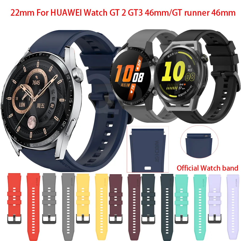 

Ремешок силиконовый для Huawei Watch GT Runner 46 мм, браслет для Huawei Watch GT2 GT3 46 мм Huawei Watch 3 3 Pro