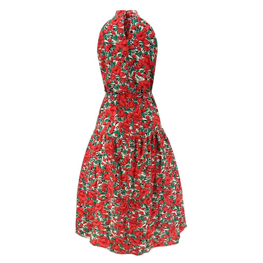 Женские платья с богемным принтом Vadim солнцезащитное платье лямкой на шее