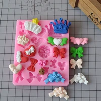 crown bow heart pattern silicone mold for fondant chocolate epoxy sugarcraft mould pastry cup cake decorating kitchen tool