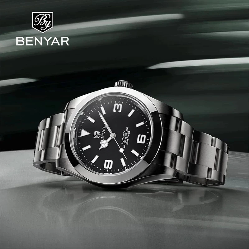 BENYAR Top Brand Men's Mechanical Watch Fashion Stainless Steel Waterproof Luminous Wristwatch Luxury Automatic Wristwatches Men