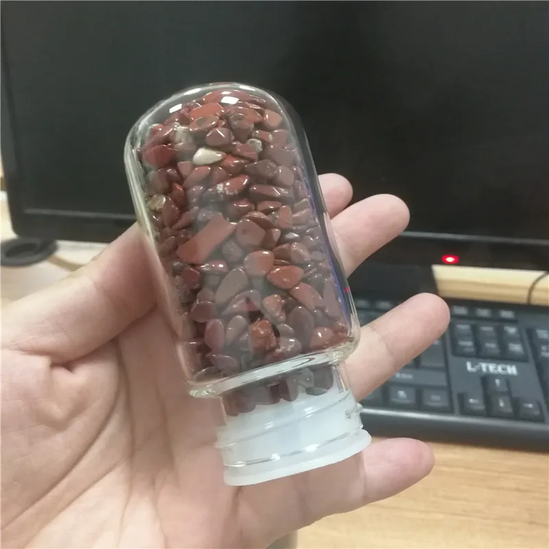 Креативный натуральный кристалл кварца стеклянная бутылка для воды гравий неправильной формы камень чашка точка исцеляющий Infused Elixir чашка для подарков - Цвет: red jade