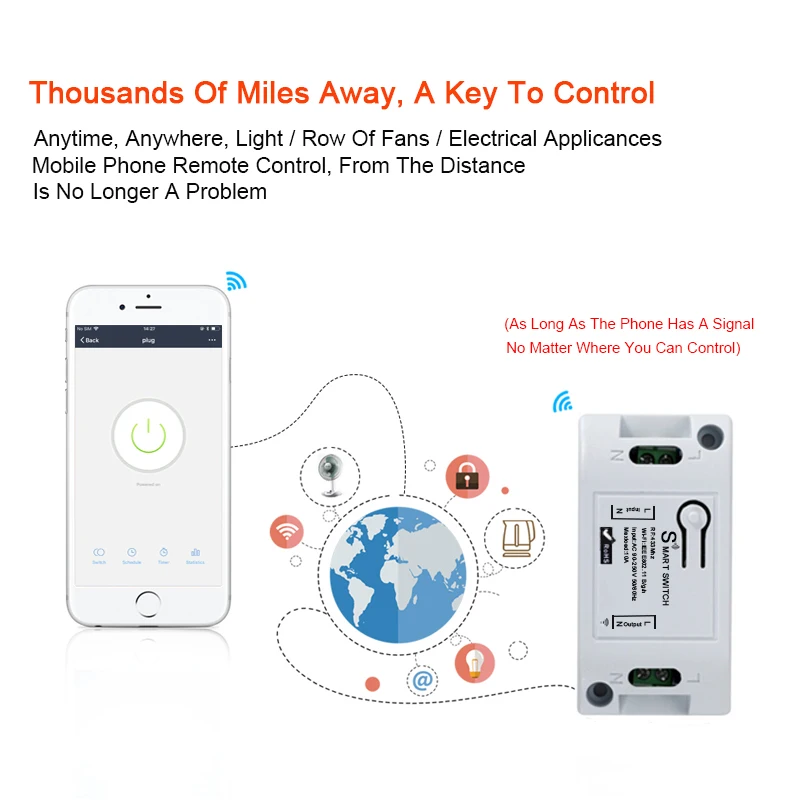 Умный переключатель Tiktango RF Wi-Fi 433 МГц 2200 Вт для самостоятельной сборки IOS |