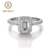 gems ballet 1 0ct 57mm classic emerald cut halo moissanite engagemeng 925 sterling silver moissanite wedding ring for women