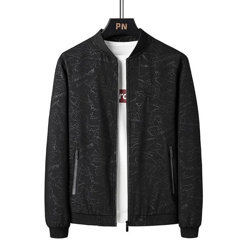 

Men's Jacket Spring and Autumn New Trend Handsome Loose Baseball Uniform Street Coat Oversized Jacket Jacket Zipper Men's M-9XL