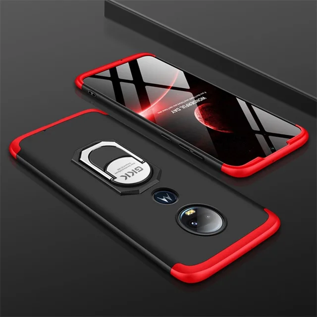 Чехол для Motorola Moto G7 Plus, роскошный полный защитный чехол с магнитным кольцом, противоударный чехол для MOTO G7 G6 G5s Plus, чехол - Color: Red Black