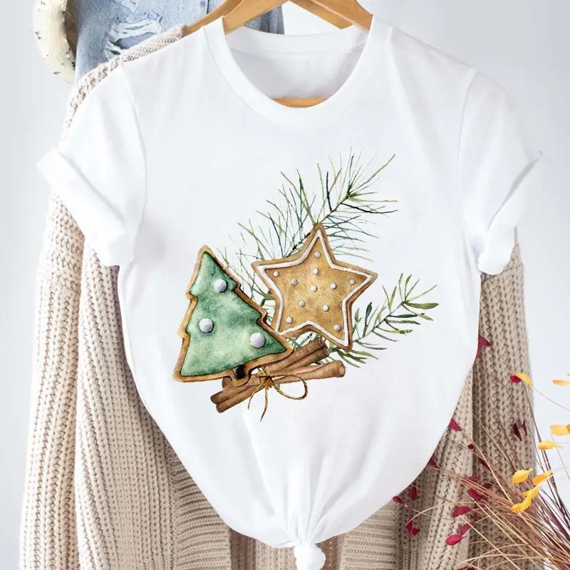 

Merry Christmas Winter Season Lovely Tees For Women Print Holiday Clothing Lady Tops Female New Year T Shirt Graphic T-Shirt