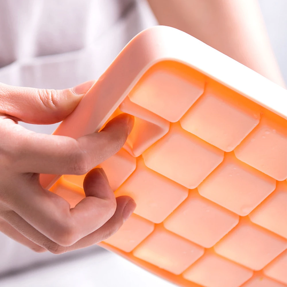 

Urallife JJ Ice Cube Tray 24 Grids With Lid Ice Cube Maker Container Silicone Smaller Freezer DIY Square Ice Box For Kitchen