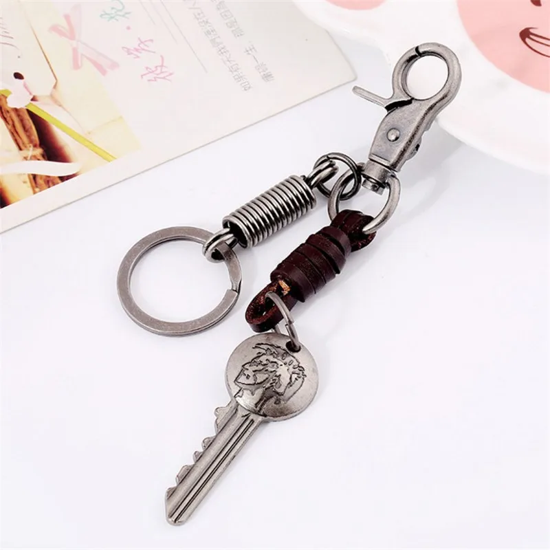Leather Strap Copper Key Chain Ring Keychain Vintage Holder Waistband Accessories Spring Keyrings | Украшения и аксессуары