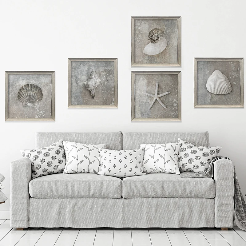 Картина Морская жизнь постеры и принты в стиле ретро с ракушками морскими