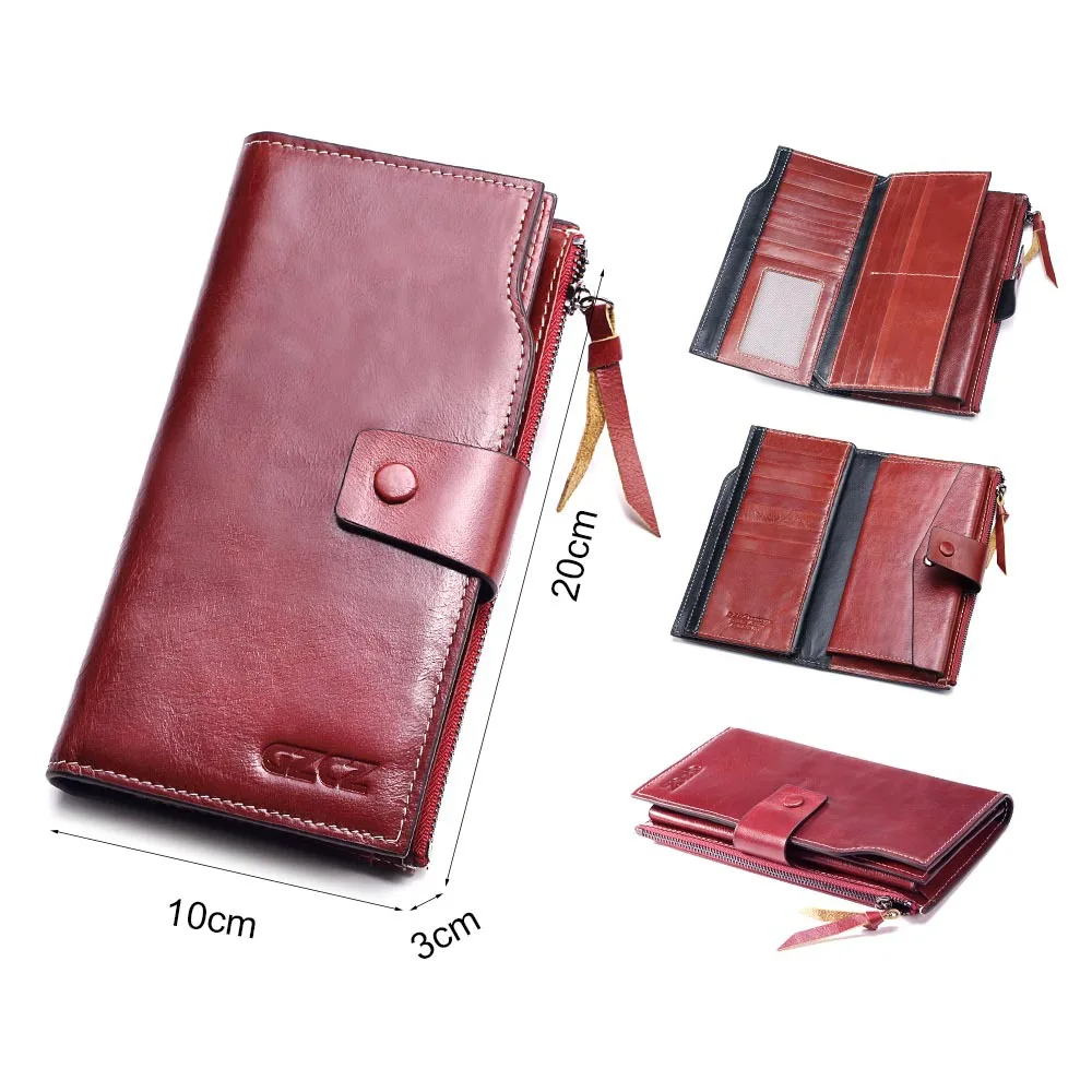 

High Quality Cow Leather Ladies Wallet Unique Long Multifunction Clutch Leather Coin Bag Valentines Gift