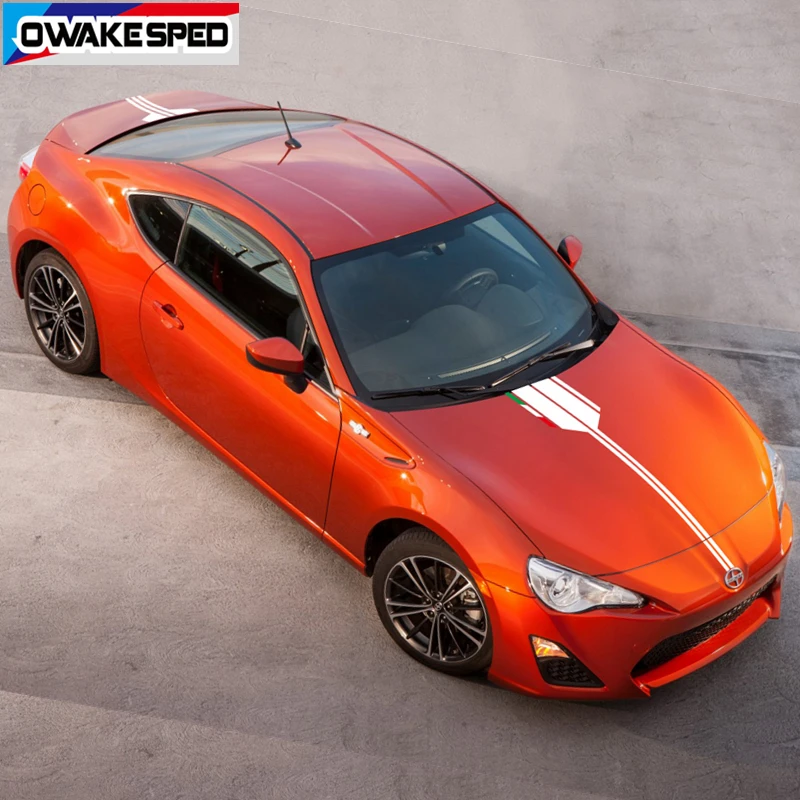 

Racing Flag Sport Stripes Car Hood Tail Decor Vinyl Decals Auto Body Lids Engine Cover Bonnet Sticker For Toyota-86 GT