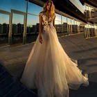 Новое поступление, пляжные свадебные платья, Кружевная аппликация цвета слоновой кости, а-силуэт, свадебное платье в стиле бохо, принцесса, искусственное платье 2021