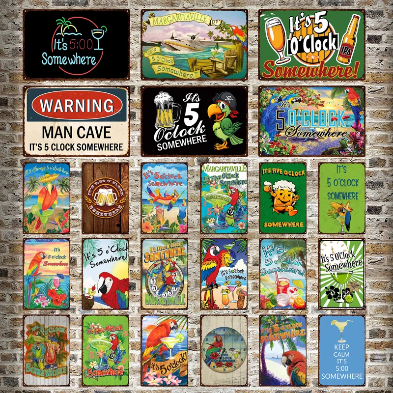 

Металлическая жестяная вывеска в виде попугая, 5 часов