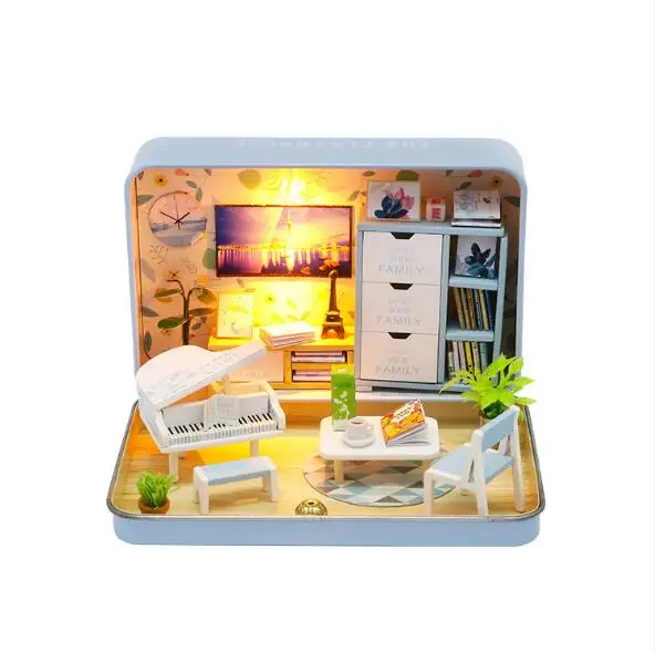 S931 Набор для кукольного домика Diy миниатюрный деревянный пазл кукольный дом Миниатюрный Мебель металлическая коробка маленькая сцена украшение дома-эльф - Цвет: S931