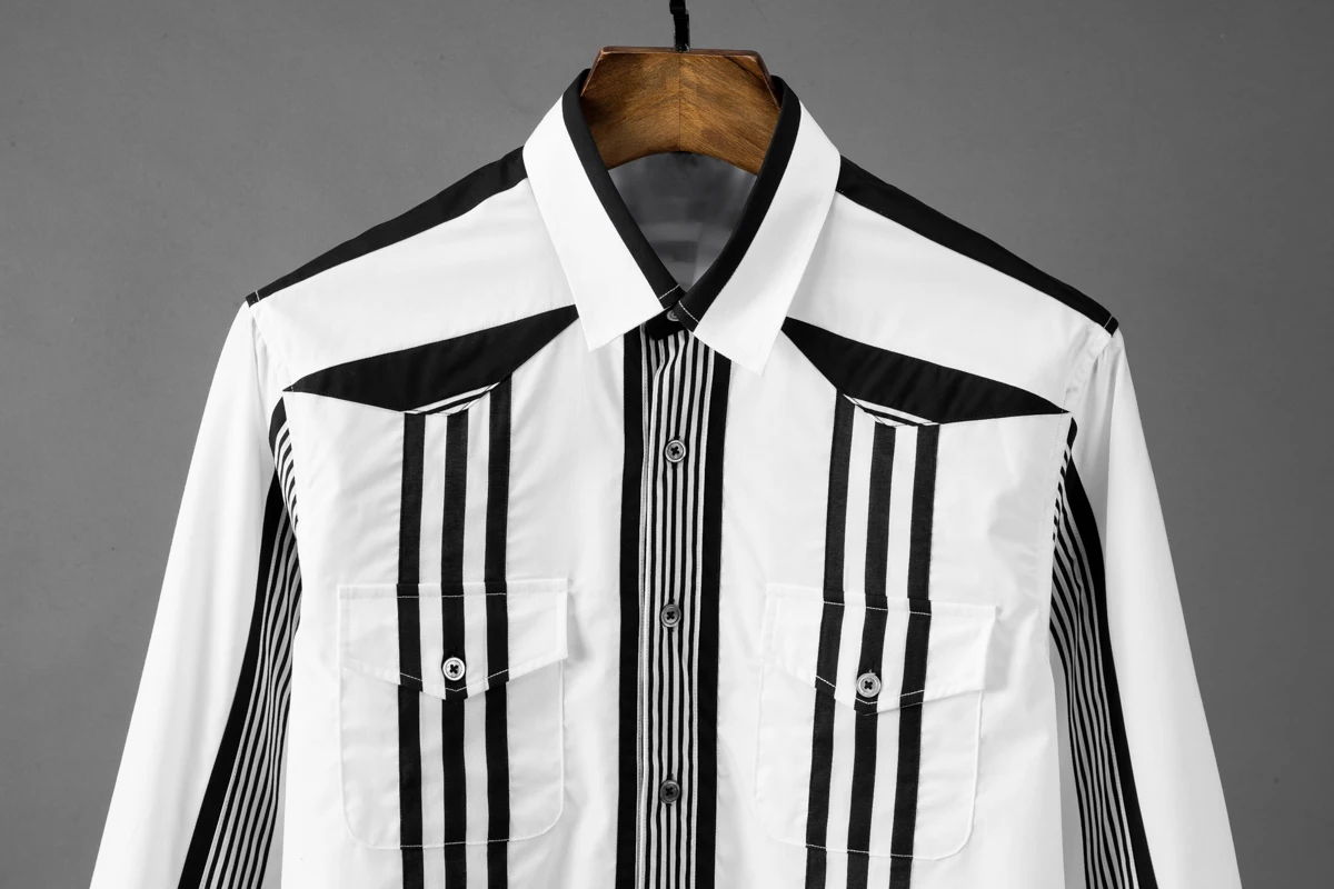 Новинка мужские рубашки из хлопка роскошные полосатые повседневные с длинным